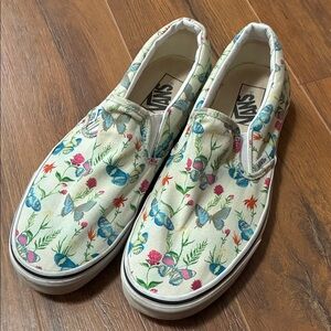 Vans Slip-On Sneakers with Floral and Butterfly Print Size 11 women